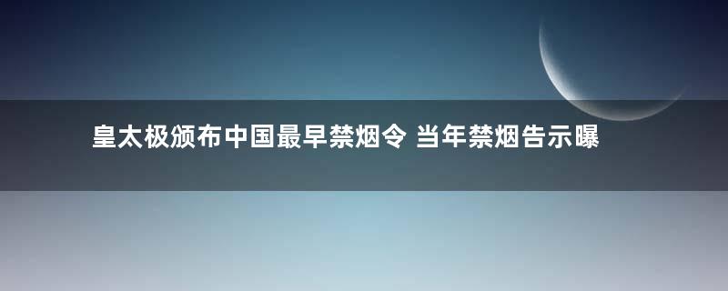 皇太极颁布中国最早禁烟令 当年禁烟告示曝光
